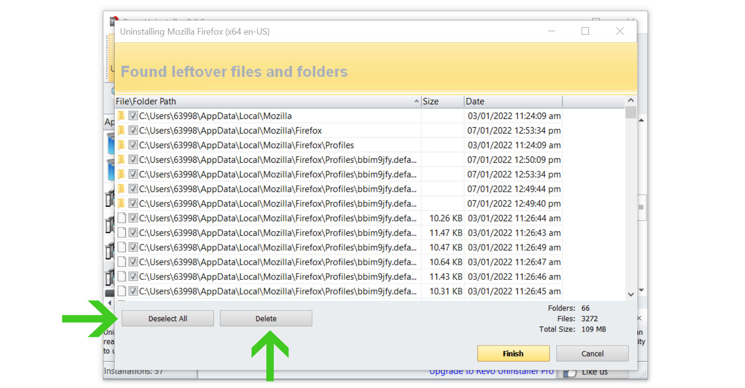 Image of Removing Leftover Files