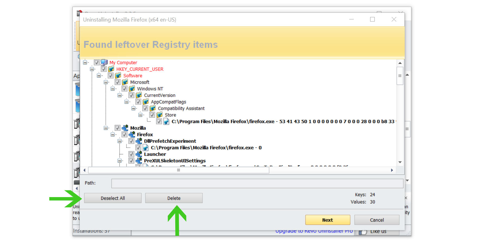 Image of Removing Leftover Registry Items