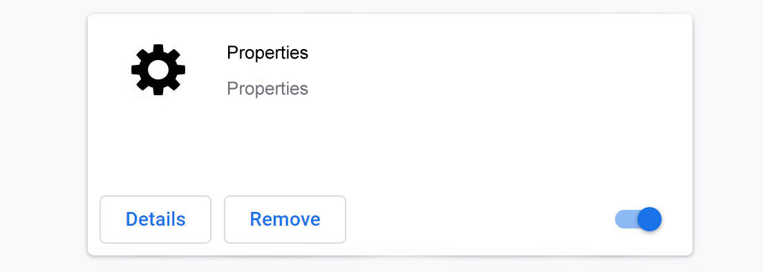 Image of “Properties” extension on Google Chrome