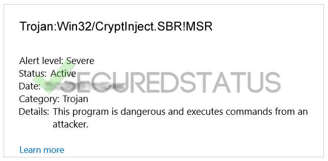 Image of Trojan:Win32/CryptInject.SBR!MSR