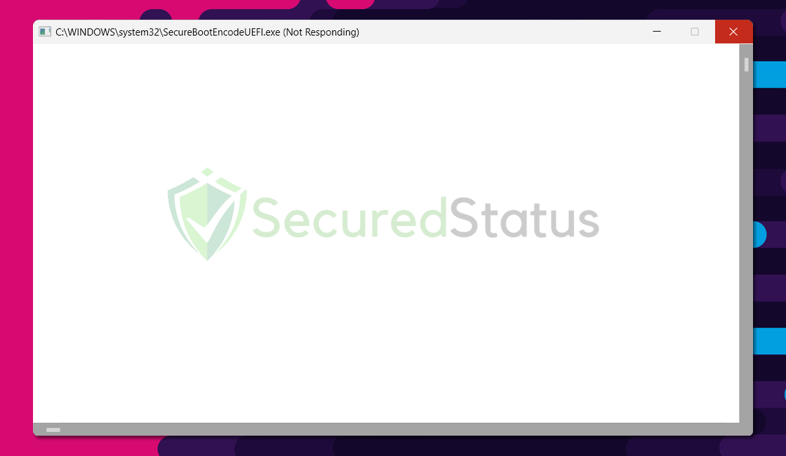 Image of SecureBootEncodeUEFI.exe Not Responding
