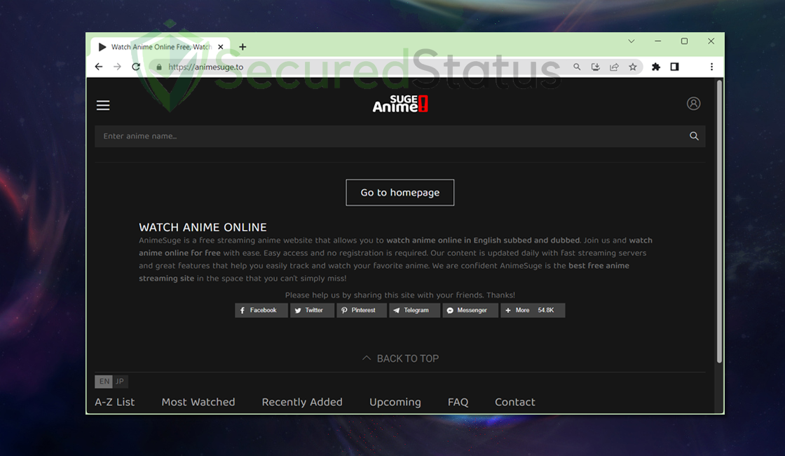 Image of AnimeSuge Website