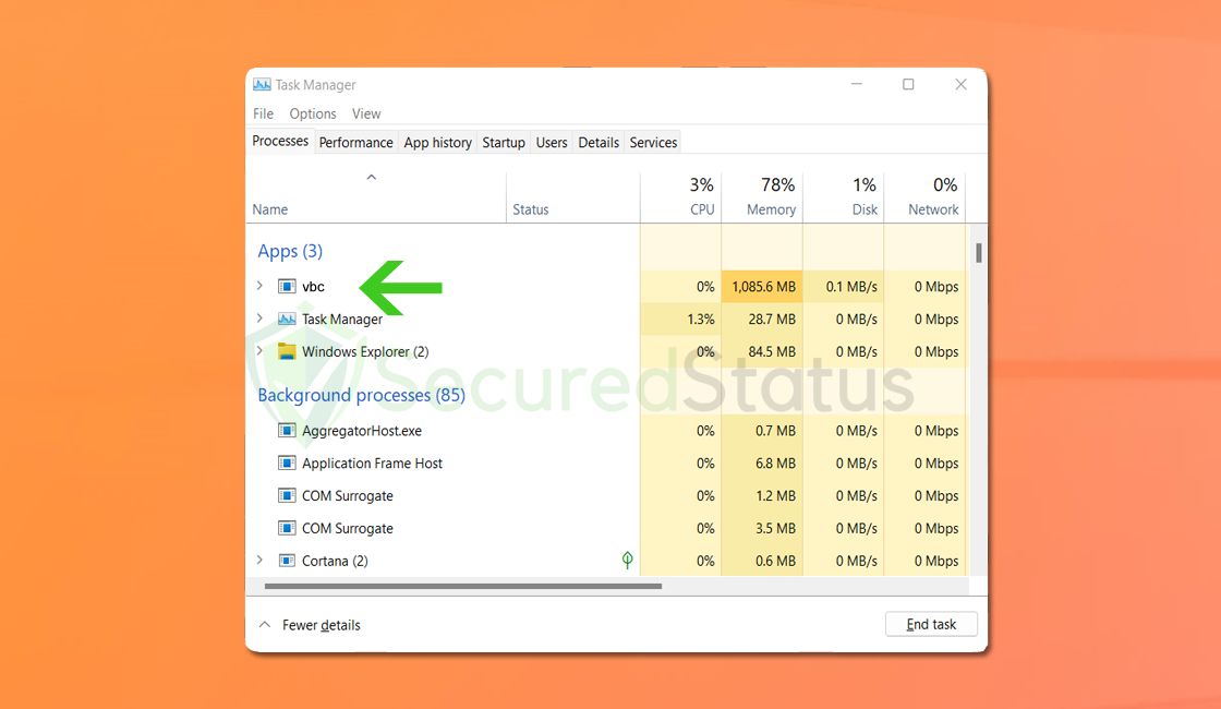 Image of Infected Vbc.exe Malware