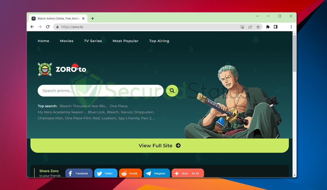 Image of the Zoro.to Website