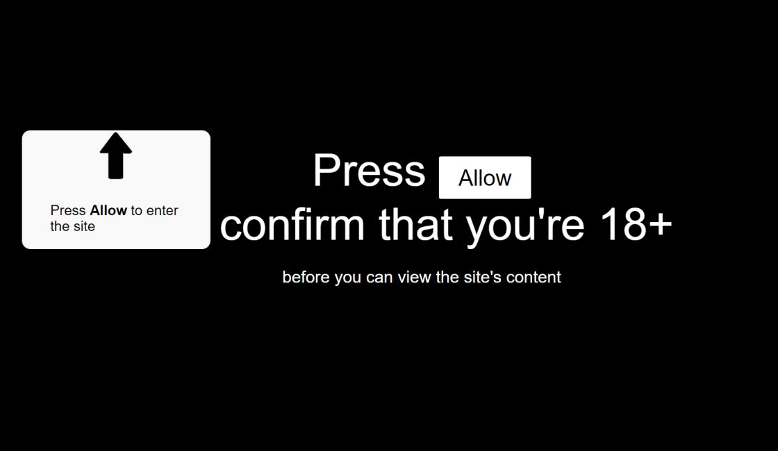 Image of "Press allow to confirm that you are 18+" Pop-up