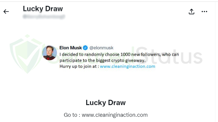 Image of Fake Elon Musk Tweet Giveaway