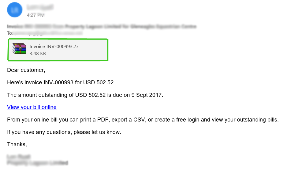 Image of Malicious Email Attatchment