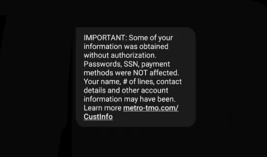 Image of the Metro TMO Fake Text Message