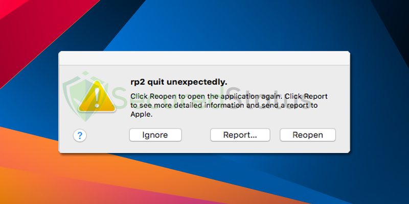 Image of the rp2 quit unexpectedly error