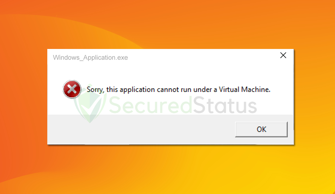 Image of the This Application cannot run under a Virtual Machine