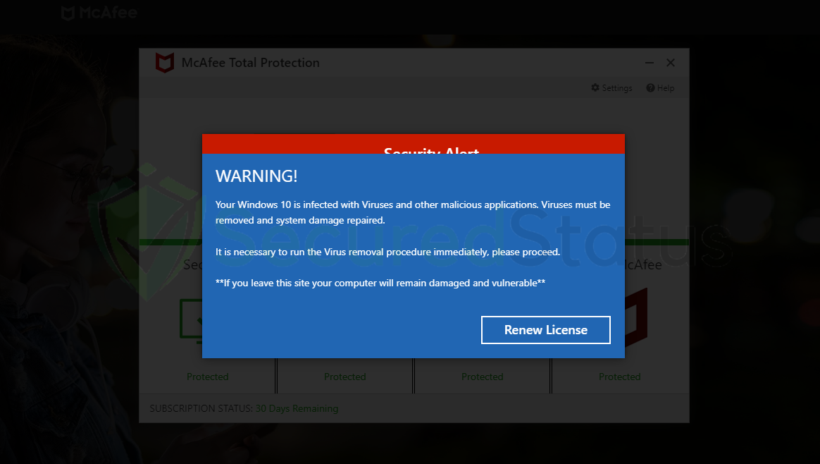 Image of WARNING! Your Windows 10 is infected with Viruses