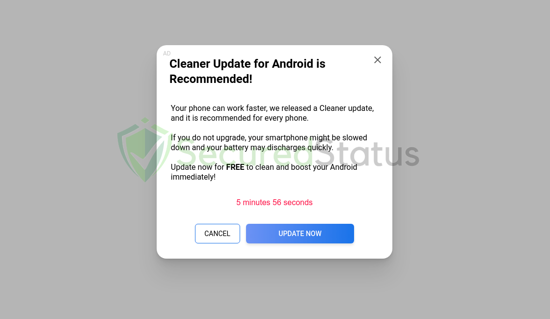 Image of "Cleaner Update for Android is Recommended"