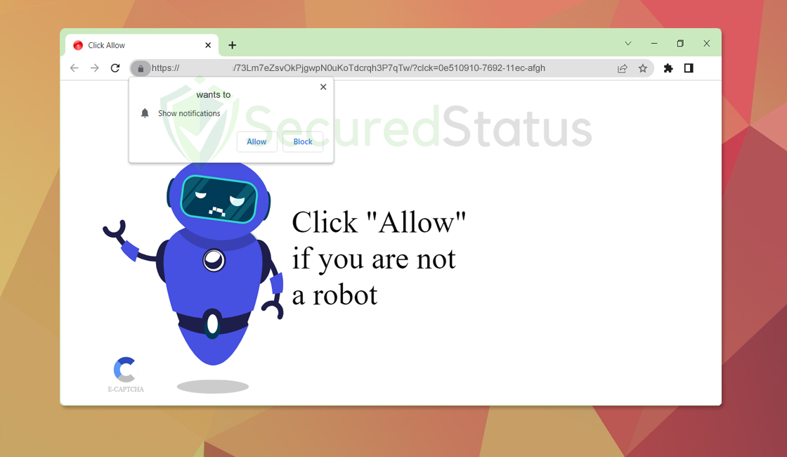 Image of "Confirm That You're Not A Robot Notification"
