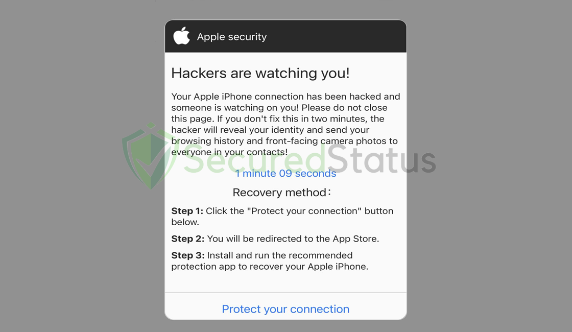 Image of "Hackers are watching you! Apple Security" Pop-up