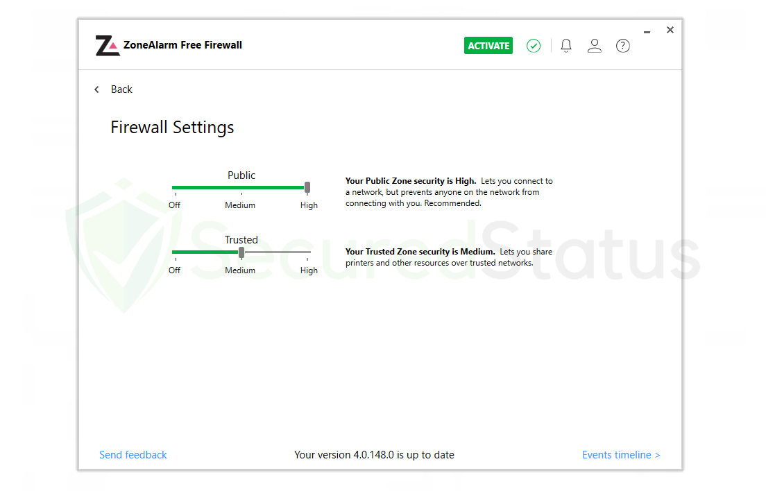 Image of ZoneAlarm Firewall Settings