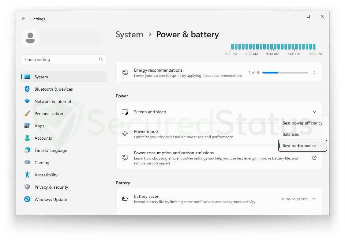 Image of Power & Battery Settings