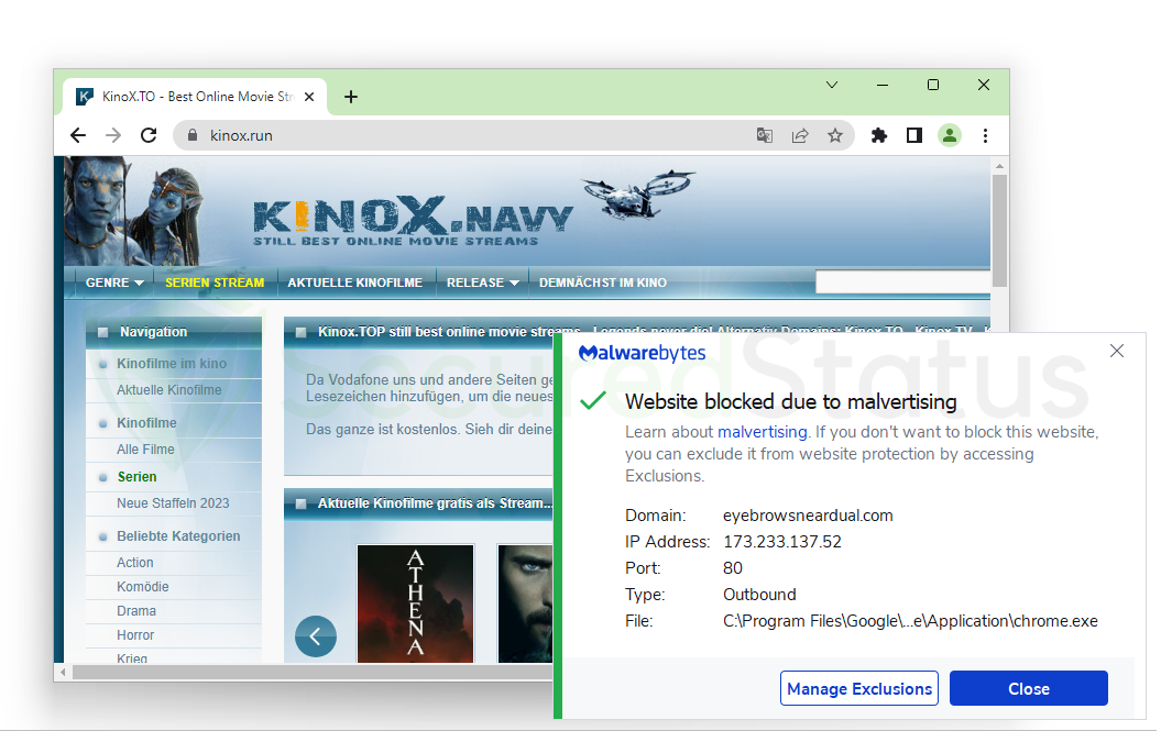 Image of Malwarebytes Anti-malware Blocking Website Due to Malvertising