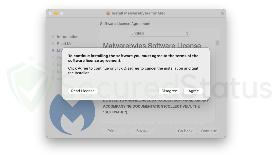 Image of Malwarebytes Software License Agreement