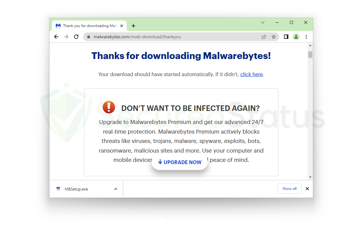 Image of Malwarebytes Thank you for Downloading