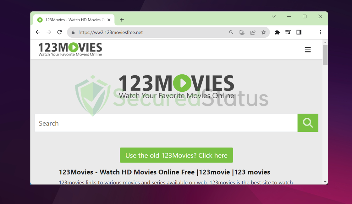 Image of the 123Movies Website