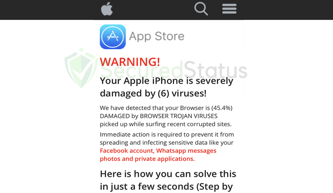 Image of "Your device may be compromised" Pop-up Alert