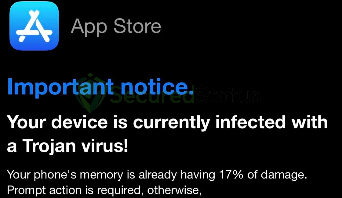 Image of Your device is currently infected with a Trojan virus