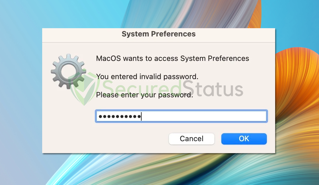 Image of MacOS wants to access the System Preferences