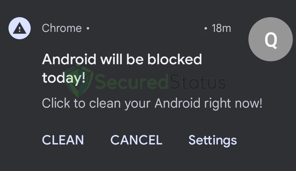 Image of "Click to clean your Android right now" Fake Mobile Alerts